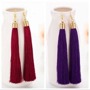 Jewelry - 5 for $25/Burgundy OR Purple Tassel Gold Earrings Jewelry - 5 for $25/Burgundy OR Purple Tassel Gold Earrings